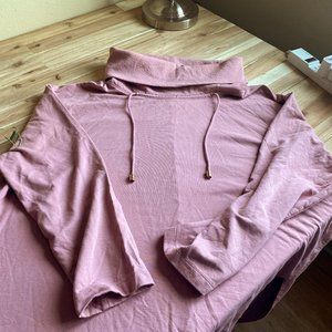 Ava and Viv Dusty Rose Pink Tunic Length Sweatshirt with Cowl Neck - Size 3X